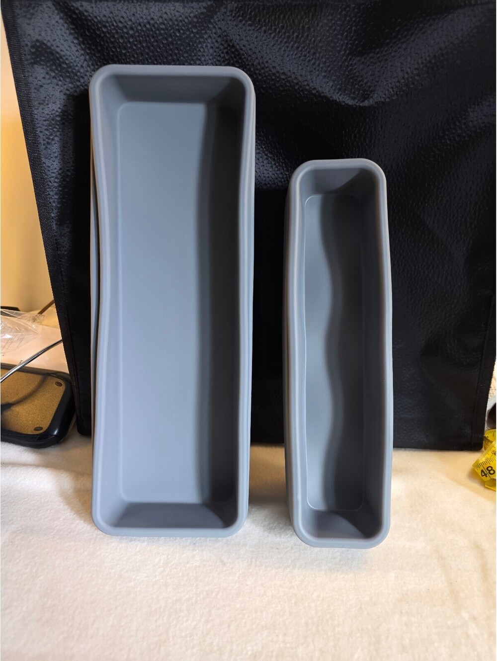 2-Piece Gray Silicone Drawer Organizer Trays Large Small Storage Bins New